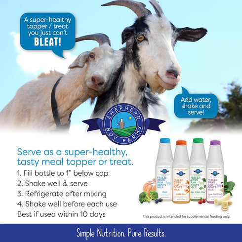 Shepherd Boy Farms Freeze Dried Raw Goats Milk with Probiotics for Dogs & Cats, High Protein Goat Milk Powder for