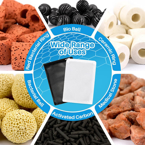 10pcs Aquarium Filter Media Bags - Mesh Filter Bags Reusable Bags With Zipper for Activated Carbon Ceramic Rings Filter Balls Fish Tank Pond 5.9 X 7.8 Inch