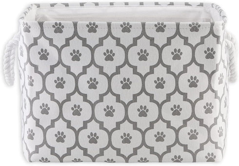 Bone Dry Pet Storage Collection, Lattice Paw Print, Medium Rectangle, White/Gray