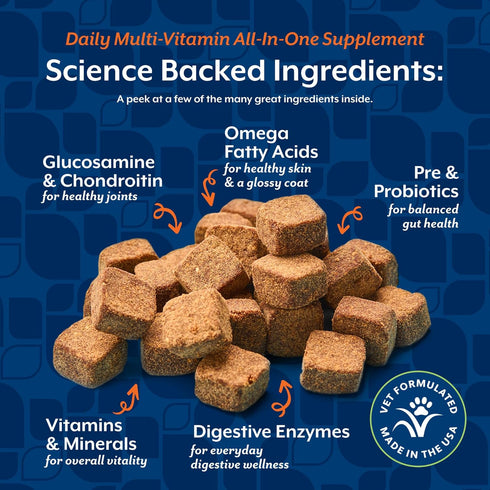 Omega-3, 6, 9 120 NaturVet All-in-One Dog Supplement - for Joint Support, Digestion, Skin, Coat Care Dog Multivitamins