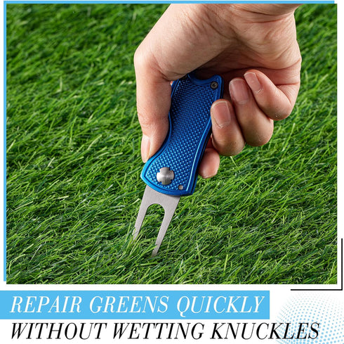 Poen 12 Pieces Golf Divot Tool with Magnetic Ball Marker and Popping Button Metal Foldable Fixer