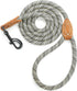 Mile High Life Mountain Climbing Dog Rope Leash with Heavy Duty Metal Clasp, Genuine Leather Connection, White, 48 Inch