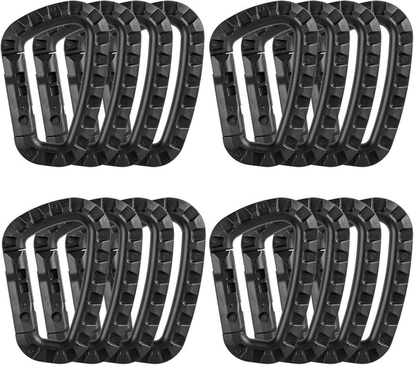 Tactical Carabiner Keychain - 12/15/16 Pack Hard Polymer Carabiners D Rings for Outdoor Travelling Camping