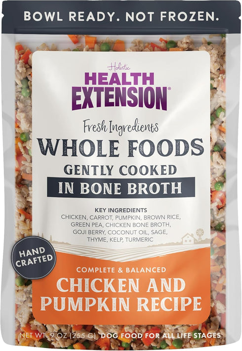 Health Extension Gently Cooked Fresh Chicken & Pumpkin (9oz) - All Life Stages, Boosts Taste & Nutrition