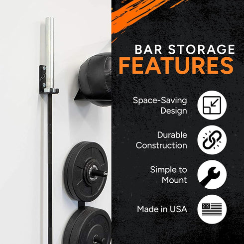 PRx Performance Wall-Mounted Barbell Rack - Durable American-Made Black Storage Solution for Home & Commercial Gyms,