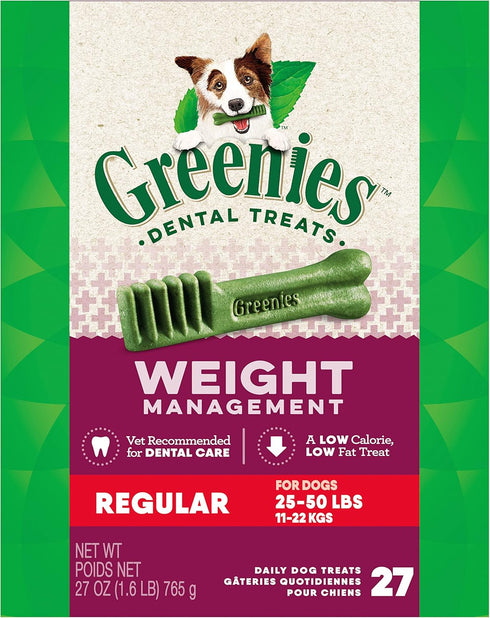 Greenies Weight Management Regular Natural Dog Dental Care Chews - 27 oz Pack (27 Treats)