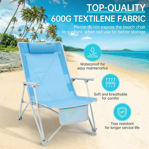 #WEJOY Compact Folding Beach Chair for Adults, Oversized Heavy Duty Camping Chairs Portable High Back Lawn Chairs