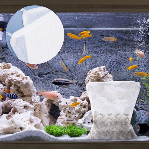 Segarty Filter Media Bags, 10PCS 11.7x7.8 Inch Nylon Mesh Bags with Plastic Zipper for Aquarium