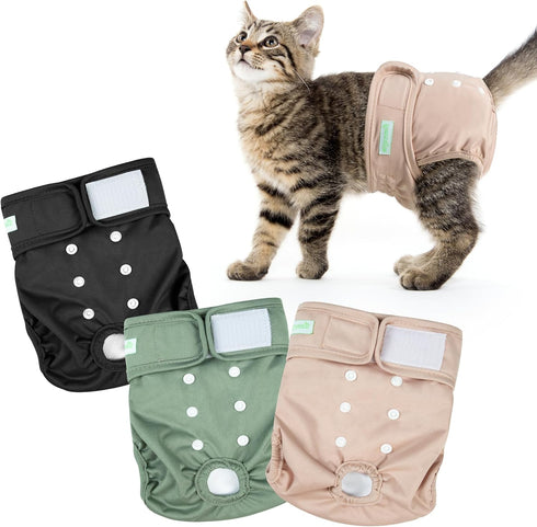Wegreeco Cat Diapers, Cat Diapers for Male Female Cats Spraying Incontinence, Reusable