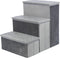 TRIXIE Velour 3-Step Pet Stairs with Storage, Collapsible, Gray, Storage Compartments for Pet Toys