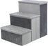 TRIXIE Velour 3-Step Pet Stairs with Storage, Collapsible, Gray, Storage Compartments for Pet Toys