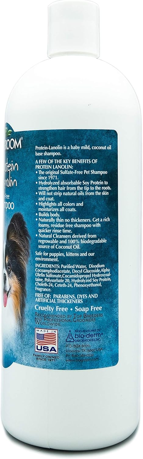 32 oz 1-Pack Bio-Groom Protein Lanolin Dog Shampoo - Tear-Free Pet Shampoo, Dog Bathing Supplies, Puppy Wash, Cat & Dog