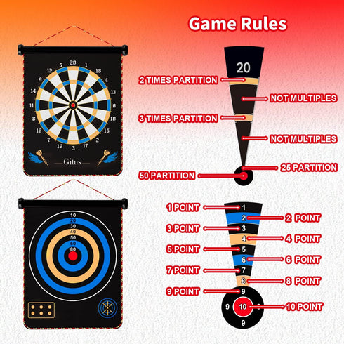 12 8 9 10 11 12 13 14 Gitus Magnetic Dart Board Indoor Outdoor Games for Kids with Darts, Gifts for Teenage Boys Teen