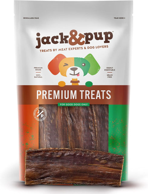(25 Pack) 6" Jack&Pup Beef Jerky for Dogs Esophagus Dog Treats, Beef Gullet Sticks for Dogs, Long Lasting Dog Chews
