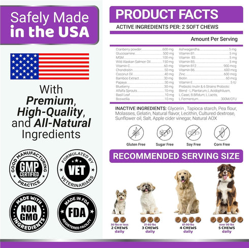 2-Pack Dog Multivitamin Chewable with Glucosamine - Senior & Puppy Multivitamin for Dogs for Hip & Joint Support