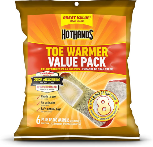 HotHands Toe Warmers - Natural Odorless Air Activated Warmers, Up to 8 Hours Heat - 6 Pair