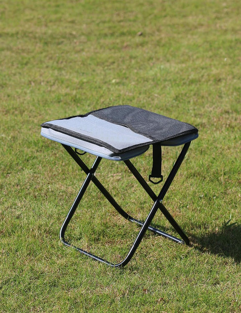 Generic 2-in-1 24x30x30cm, Portable Folding Stool with Crossbody Carry, Converts to Bag with Mesh Storage, Oxford