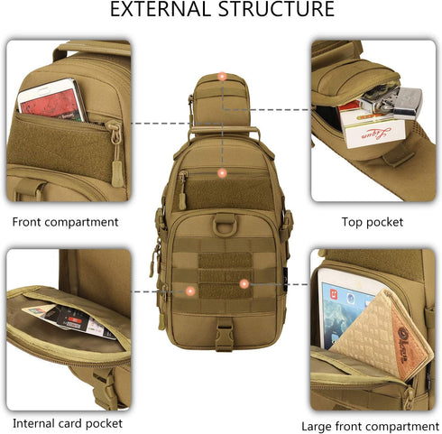 Packs Backpack Protector Plus Tactical Sling Bag Military MOLLE Crossbody Chest Shoulder (Patch Included)