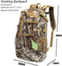 Outdoor Hunting Backpack, Daypack for Bow or Rifle with Rain Cover (Khaki)