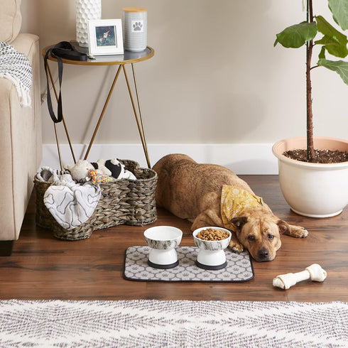 12x18, Bone Dry Machine Washable, Ultra Absorbent Pet Mat, Gray Lattice