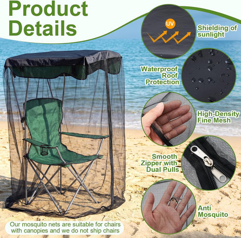 63" 32 35 Inch Yahenda H Mosquito Net Cover for Canopy Chair, Bug Barrier Mesh Tent Netting with x Waterproof Roof