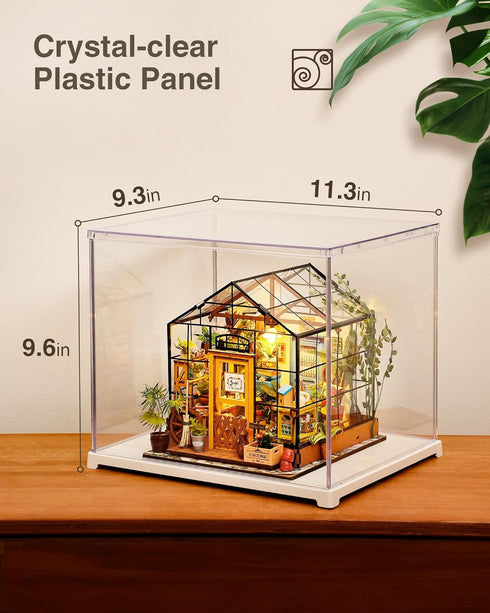 Figurines(11.3''x9.6''x9.3'') Rolife Acrylic Display Case Dust Cover for Collectibles, Stackable Showcase Dustproof