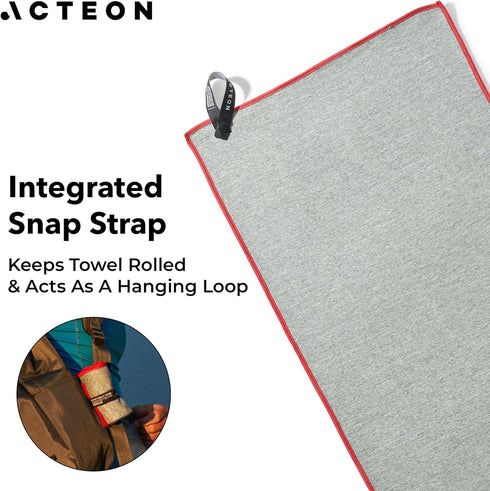 5 Pack, 16x30.5 Inch Acteon Microfiber Gym Towels Quick Dry Silver ION Odor-Free Sweat Towel, Super Absorbent Fast