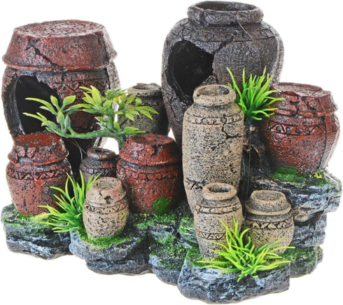 Saim Aquarium Decorations, Artificial Antique Barrels Crafts for Fish Tank Ornament.