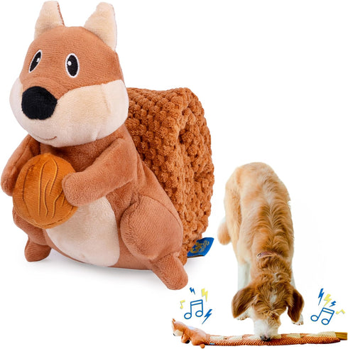 Crinkle Dog Toy Plush, Long Tug-of-War Squeaky Toy, Durable Mentally Stimulating Toys for Dogs