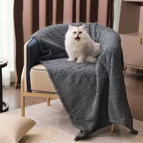 Luciphia Premium Fleece Dog Puppy Blanket, Soft Pet Sherpa Calming Cat Blanket Throw for Small Medium Dog Cat (Grey,