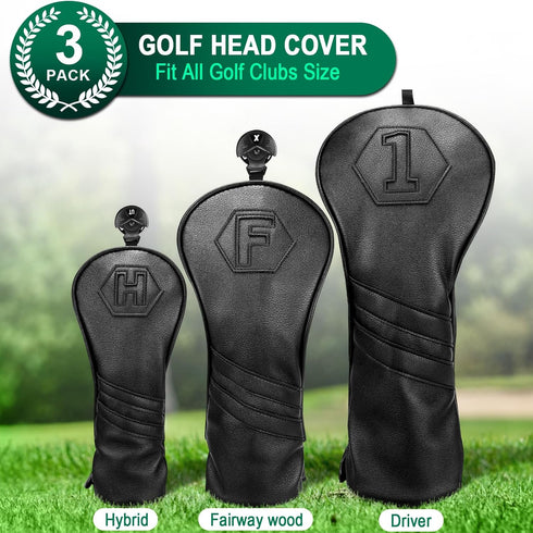 Golf Club Covers Set of 3 or 1PC, Head Covers for Woods and Drivers, Fit Most Golf Clubs