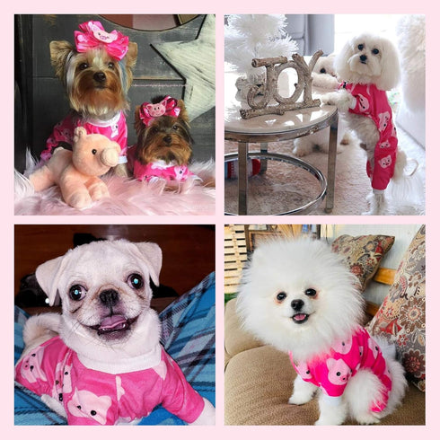 CuteBone Dog Christmas Pajamas Puppy Onesies Small Dogs Soft Pjs Coat Comfy Pet Clothes Outfit Doggie Bodysuit P46XS