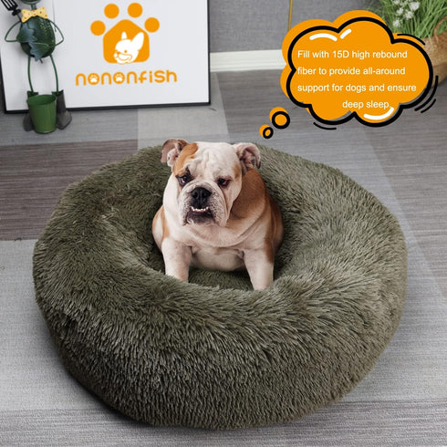 nononfish Dog Bed Mat for Medium Dogs, Army Green Orthopedic Pet Bed, 30x30x7 inches, Washable