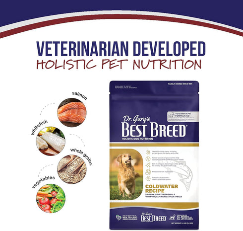 Best Breed Dr. Gary's Coldwater Recipe Natural Dry Dog Food, 13 lbs, Slow-Cooked in USA for All Breeds