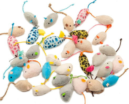 Fashion's Talk Catnip Cat Toys, Soft Plush Mice Assorted Style Variety Pack, 32 Count