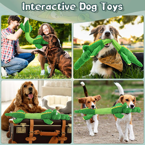 Dog Toys for Large Dogs, Squeaky Plush Chew Toys, Tough Tug of War Toys, Interactive Puppy Toys for All Breeds