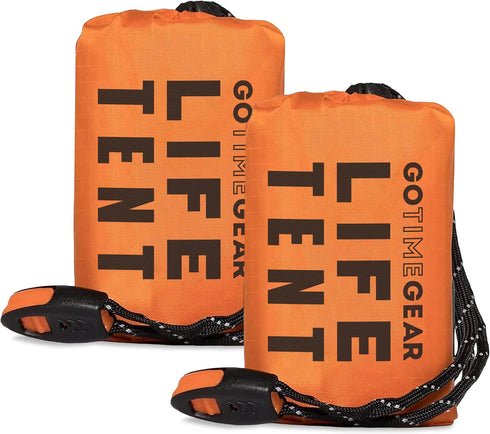 Go Time Gear 2 Person Mylar Emergency Shelter Tube Tent with Paracord, All-Weather Protection for Camping & Hiking