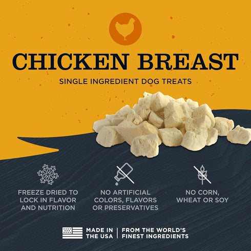 100% 3 Blackwood Freeze Dried Raw Single Ingredient Dog Treats, Chicken Breast, Ounce Pouch, High Protein, Made in The