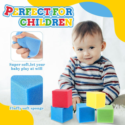 VioraWhite 3.1 3.1 3.1 Inch Foam Pit Cubes Blocks x x Colorful Flame Retardant Educational Autistic Building Blocks