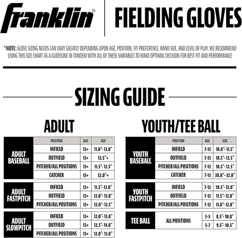 Franklin Sports Adult + Youth Baseball + Softball Gloves - Field Master Right + Left Hand Mitts