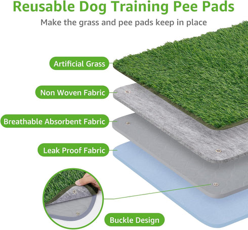 Apartment(39x31.49'') Dog Grass Mat with Pee Pad: Artificial Indoor Grass Potty Training Pads for Dogs Doggies