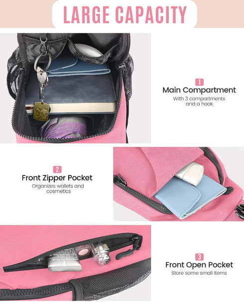 HESEE Backpack, Crossbody Sling Bag for Women & Men, Waterproof Sling Lightweight Shoulder Chest Bag for Hiking, Travel