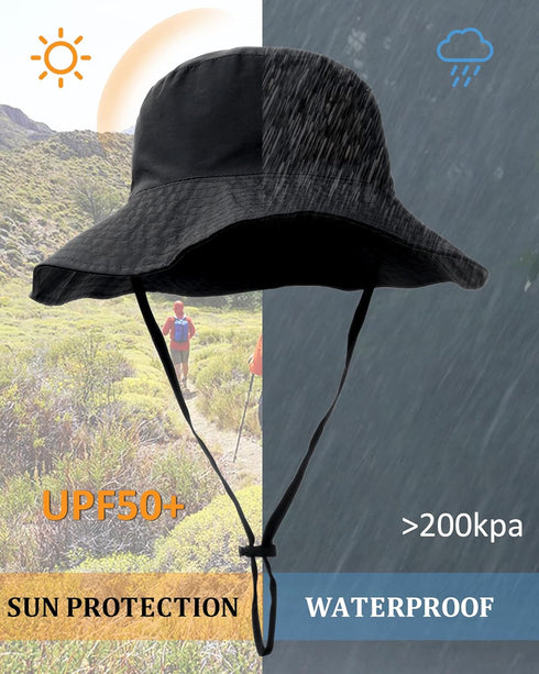 Waterproof Sun UPF 50+ Bucket Hat, UV Protection Packable Brimmed Boonie for Women Men Summer