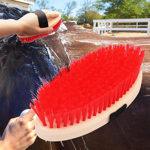 MORECP 10pcs Set Supplies-MP1133 Horse Grooming Kit, Horse Care with Tote Bag, Sweat Scraper, Curry Comb, Brush, Hoof