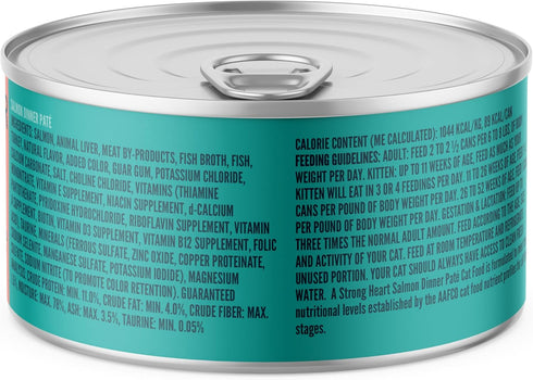 A Strong Heart Canned Wet Cat Food, Salmon Dinner Paté, 3 oz Cans (Pack of 24), Made in The USA