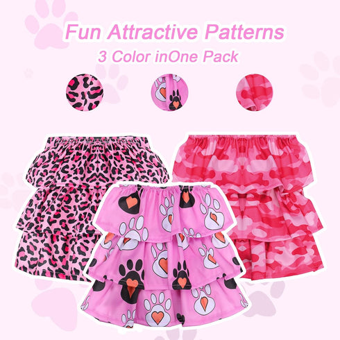 Cathy Doll 3 Pack Premium Reusable Washable Dog Diapers for Female Dogs in Heat Period Incontinence Puppy Training