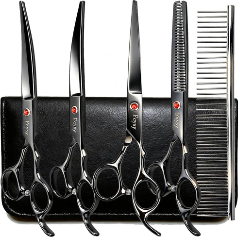 Dog Grooming Scissors Kit, Fcysy Professional Pet Hair Cutting Shears Set with