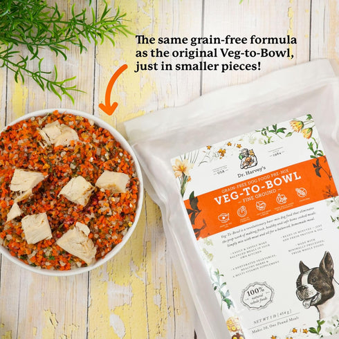 Dr. Harvey's Veg-to-Bowl Fine Ground Dog Food, Human Grade Dehydrated Base Mix, Grain Free Holistic Mix for Small Dogs