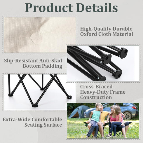 1 Pack Redbaker Padded Camping Chair Oversized Portable Fishing Lawn Chair Light Weight Camp Outdoor with Padded Seats
