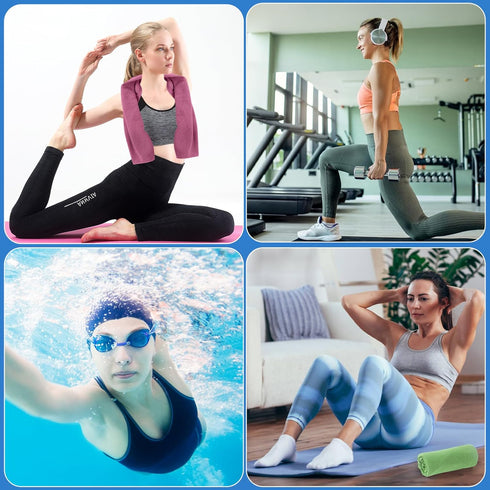 NUOYEE 4 Pack (Multicolor-03) Cooling Towel for Neck and Face,Ice Towel for Hiking Camping Riding Tennis Yoga Fitness